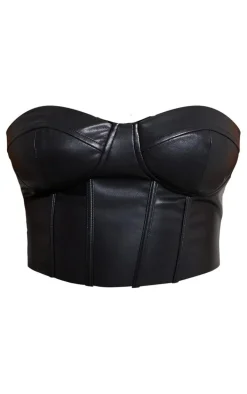 Shape Black Faux Leather Bandeau Corset