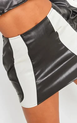 Shape Black Faux Leather Panel Mini Skirt