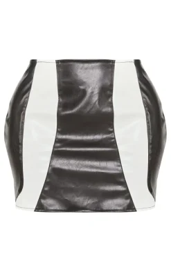 Shape Black Faux Leather Panel Mini Skirt