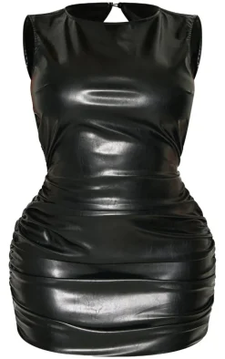 Shape Black Faux Leather Open Back Dress