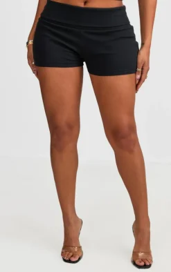 Shape Black Foldover Rib Waist Hot Pants