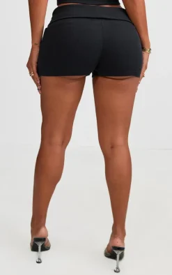 Shape Black Foldover Rib Waist Hot Pants