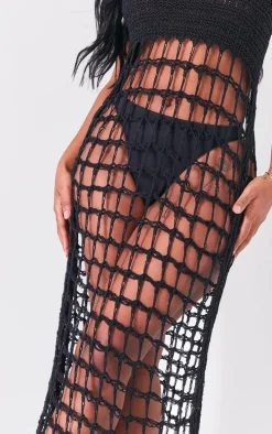 Shape Black Knit Panel Detail Maxi Dress