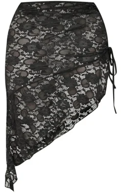 Shape Black Lace Ruched Midi Skirt