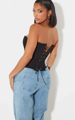 Shape Black Lace Up Back Woven Corset