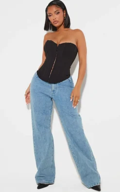 Shape Black Lace Up Back Woven Corset