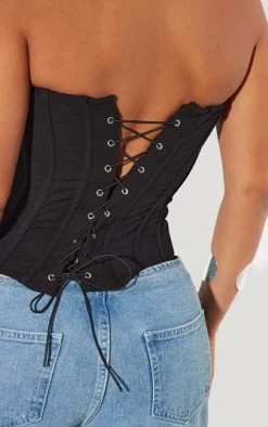 Shape Black Lace Up Back Woven Corset