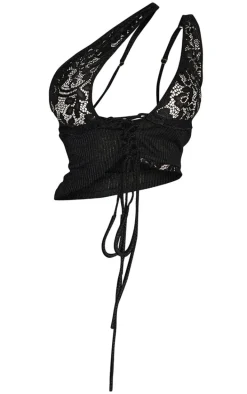 Shape Black Lace Up Bralet Top
