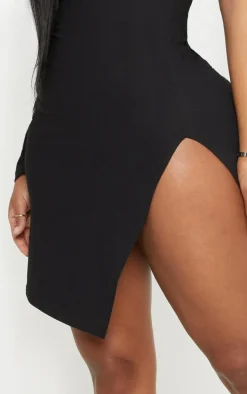 Shape Black One Shoulder Split Bodycon Dress