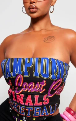 Shape Black Padded Logo Corset Top