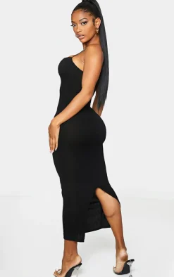 Shape Black Plisse Strappy Cup Detail Midaxi Dress