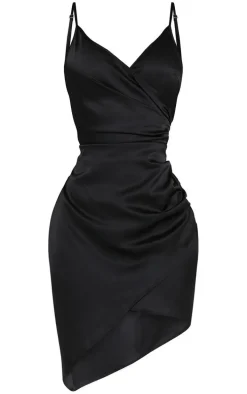 Shape Black Satin Wrap Dress