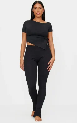 Shape Black Sculpt Asymmetric Rushed Side T-shirt