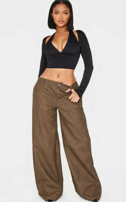 Shape Black Sculpt Plunge Front Halter Off Shoulder Top