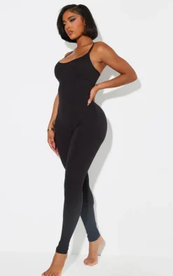 Shape Black Sculpted Strappy Jumpsuit