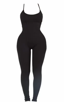 Shape Black Sculpted Strappy Jumpsuit