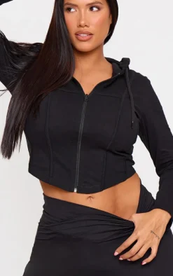 Shape Black Seam Detail Sculpted Zip Through Jacket