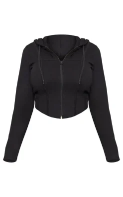 Shape Black Seam Detail Sculpted Zip Through Jacket