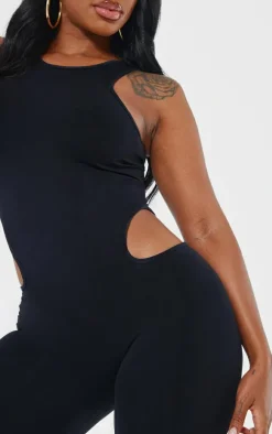 Shape Black Seamless Cut Out Jumpsuit