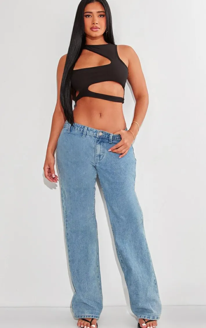 Shape Black Slinky Cut Out Front Crop Top