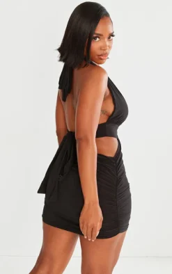 Shape Black Slinky Halterneck Cut Out Bodycon Dress