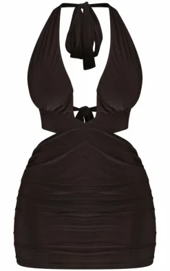 Shape Black Slinky Halterneck Cut Out Bodycon Dress