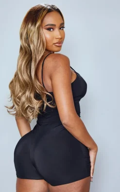 Shape Black Slinky Strappy Scoop Neck Unitard