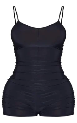 Shape Black Slinky Strappy Scoop Neck Unitard