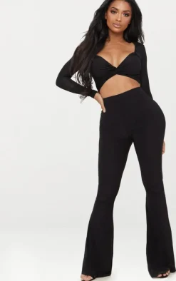 Shape Black Slinky Twist Front Crop Top