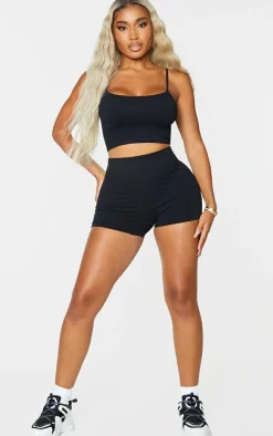 Shape Black Snatched Rib Shorts