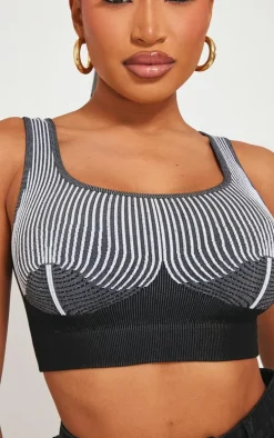 Shape Black Snatched Rib Contrast Bralet