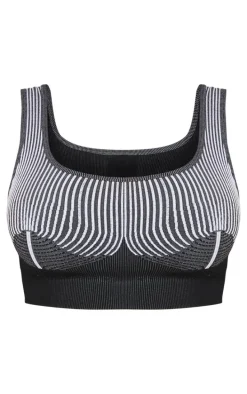 Shape Black Snatched Rib Contrast Bralet