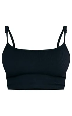 Shape Black Snatched Ribbed Strappy Crop Top