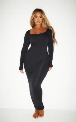 Shape Black Stretch Seamless Long Sleeve Maxi Dress