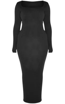 Shape Black Stretch Seamless Long Sleeve Maxi Dress
