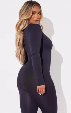 Shape Black Stretch Seamless Long Sleeve Jumpsuit