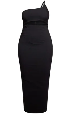 Shape Black Stretch Woven One Shoulder Cut Out Midaxi Dress
