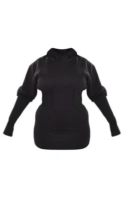 Shape Black Sweat Corset Detail Sweater Dress