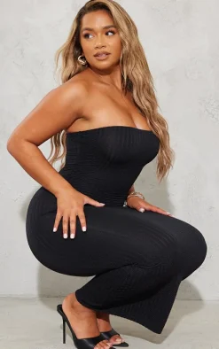 Shape Black Textured Bandeau Midaxi Dress