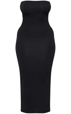 Shape Black Textured Bandeau Midaxi Dress