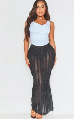 Shape Black Textured Ruffle Maxi Skirt