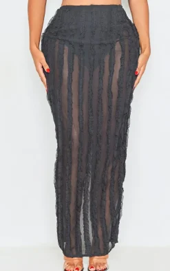Shape Black Textured Ruffle Maxi Skirt