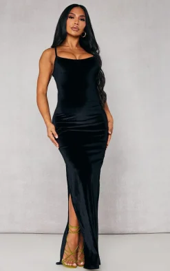 Shape Black Velvet Strappy Midaxi Dress