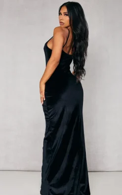 Shape Black Velvet Strappy Midaxi Dress