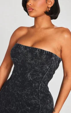 Shape Black Washed Rib Bandeau Bodycon Dress