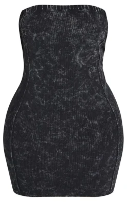 Shape Black Washed Rib Bandeau Bodycon Dress