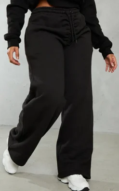 Shape Black Wide Leg Ruched Waist Sweatpants