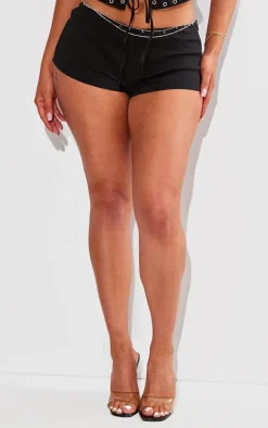 Shape Black Woven Low Rise Hot Pants