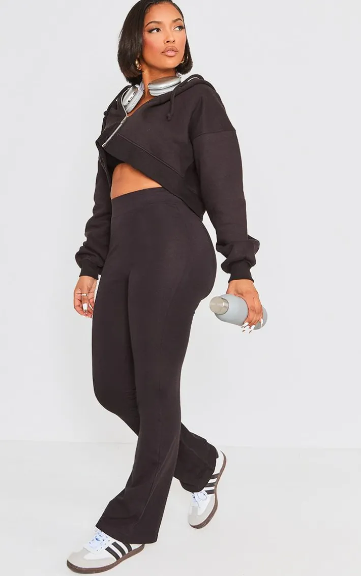 Shape Black Zip Front Long Sleeve Cropped Hoodie