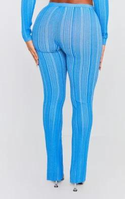 Shape Blue Contrast Knit Skinny Flare Pants